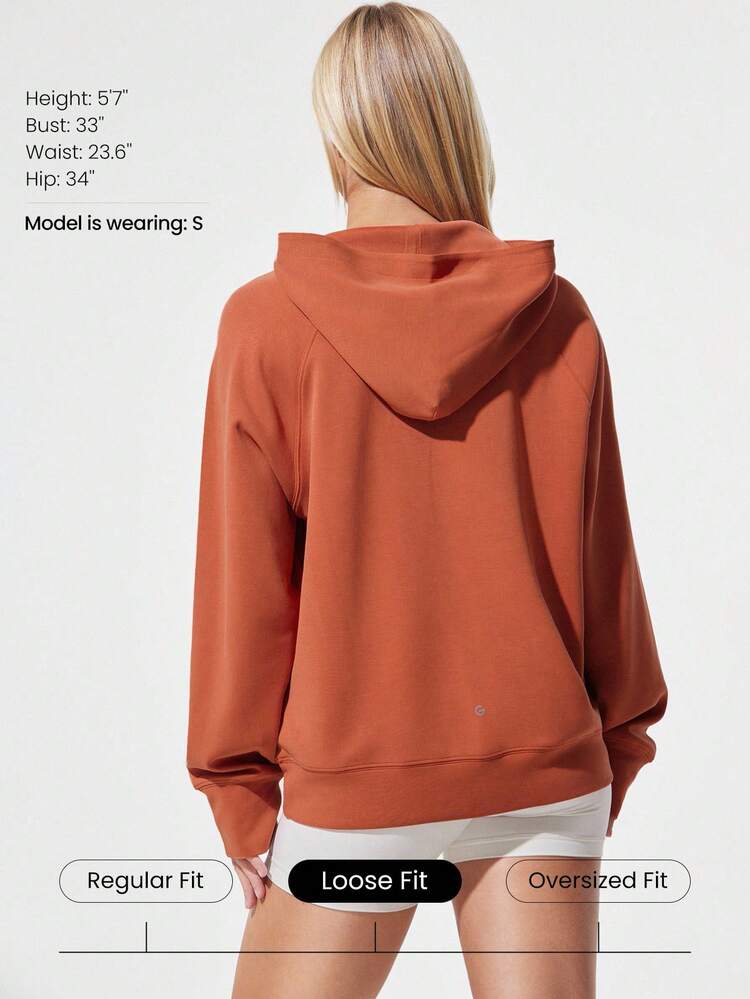 Modal Silk Touch Oversized Long Sleeve Half-Zip Hoodie  Spring Summer