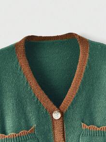 ROMWE Fairycore Áo khoác cardigan thêu họa tiết cáo và cây dẻ phong cách đồng quê kiểu Cottagecore cổ điển dành cho nữ - Nhiều màu - Xem 3