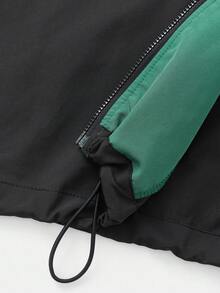 SHEIN EZwear 大码轻便休闲时尚宽松长袖拉链夹克 - 薄荷綠 - 查看 5