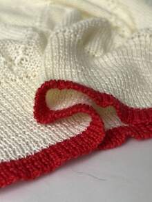 Vionelle Vintage Cute Cherry Knit Short Sleeve Cardigan, Hollow Out Design, Patchwork, Reduces Age, Plus Size Winter Fall Autumn