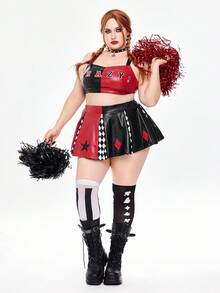 ROMWE Avant Set costume da donna taglie forti con top a canotta con grafica a lettere e minigonna