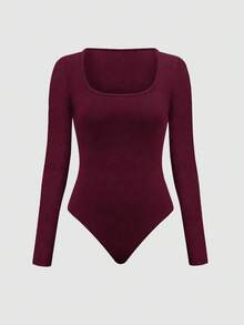 Chiquease 2pcs Solid Color Asymmetric Hem Top And Pants Set, Autumn