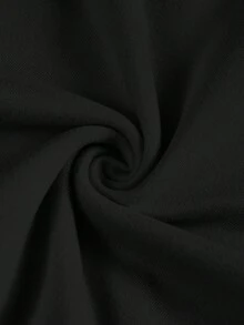 SHEIN EZwear 2 件黑色休闲简约圆领长袖短款修身 T 恤，适合秋冬季 - 黑色 - 查看 6
