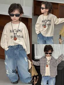 Dazy Kids Toddler Boys' Loose Casual Letter Print Long Sleeve T-Shirt, Autumn