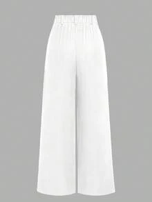 EMERY ROSE Plus Size Pleated Detail Versatile Office Pants Fall - White - View 2