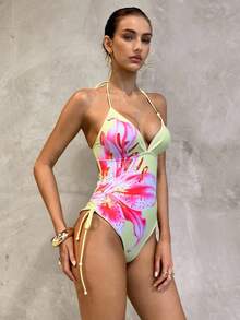 Swim Glamine 2025 Floral Print One-Piece Swimsuit, Elegant & Romantic For Beach Vacation - Multicolor - View 5
