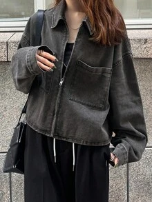 FRIFUL 女士休闲牛仔拉链夹克