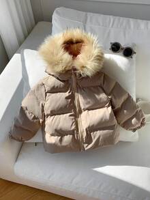 婴儿/男童/女童棉衣、羊毛上衣、加厚冬装、绗缝大衣、温暖柔软、舒适、百搭、休闲、适合室内、室外、日常穿着、运动、玩耍、派对、拍照、节日、万圣节、圣诞节 - 卡其色 - 查看 7