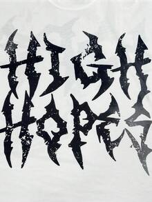 PAVTROS Manfinity Streetrush Men's Street-Style Athletic Set With An INS-Inspired High-Street Design, Featuring Oversized Graphics, Letter And Stripe Prints In A Black-And-White Contrasting T-Shirt Ensemble. The Batwing-Sleeve T-Shirt Offers A Super-Loose Fit With A 2 In 1 Waist Detail And Black Sweatpants. This Street-Fashion Brand Set Includes A Vintage-Look T-Shirt And 2 In 1 Long Pants, Perfect For Music Festivals As Well As Everyday Wear. It Makes A Great Gift For A Boyfriend Or Husband, And Embodies Streetwear, Y2K, Hip-Hop, And Rock Elements. ,Men Two Pieces Outfits ,Men's Street Brand Distressed 2-In-1 T-Shirt And Pants Set - Black and White - View 5