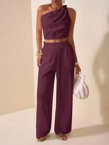 Zivah Lễ hội âm nhạc mới mùa hè 2025, Lễ Phục sinh, Ngày của Mẹ, Phong cách phương Tây, Phong cách du mục, Tiệc sinh nhật, Lễ tốt nghiệp, Trang phục sinh viên, Thường ngày, Cơ bản đa năng, Giải trí, Kỳ nghỉ, Du lịch du thuyền, Bãi biển, Tắm nắng, Phong cách lan truyền, Thanh lịch, Đi làm, Thường ngày công sở, Trễ vai, Xoắn, Hở vai, Hở lưng, Áo crop top nữ và quần ống rộng, Viền bèo nhún, Túi, Vải họa tiết, Trắng, Bộ 2 món nữ - Màu Đỏ Sâu - Xem 3