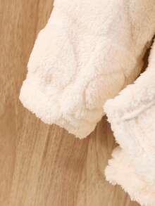 Young Girl Heart Fleece Lined Long Sleeve Single-Breasted Casual Hooded Jacket, Autumn/Winter Fall