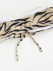 Swim Basics 斑馬紋前抽繩比基尼泳裝上衣