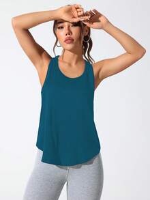 CourtClass 女式字母印花休闲健身运动背心 - 藍色 - 查看 5