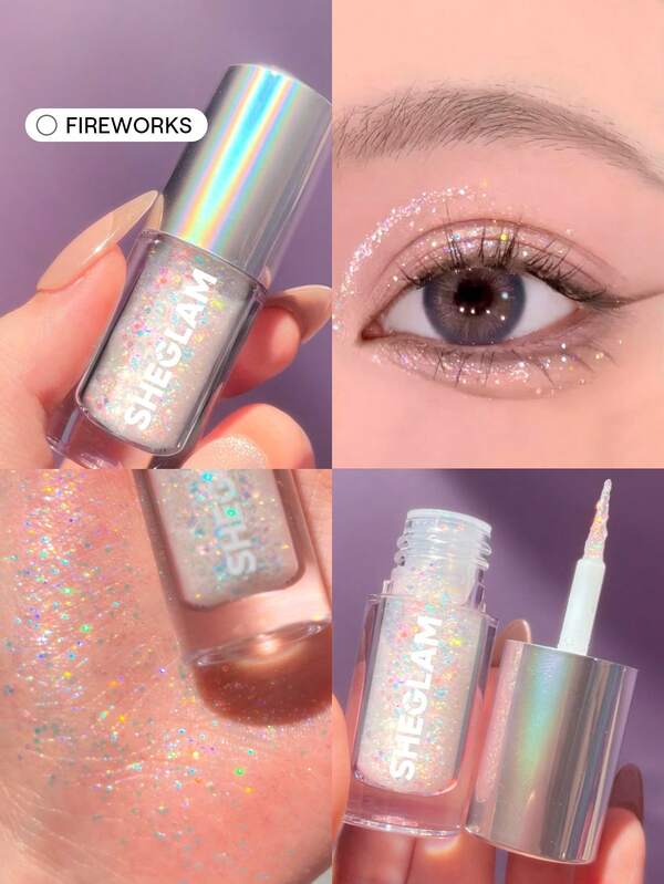 SHEGLAM Insta- Glitter Liner-Fireworks Glitter Eyeshadow Gel Fashion Color  Evenly Pigmented  Glitter Shimmer Eyeliner Eyeshadow Brand Beauty Makeup Face Paint Cosmetic For Women Girls Perfect For Fall Winter Ideal For Y2K Fancy Fashion Suitable For Birthday Christmas Present Party Ready Best Color