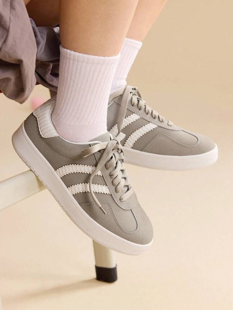 CUCCOO EASI Women's Casual Contrast Color Flat Sneakers, Versatile For Daily Wear