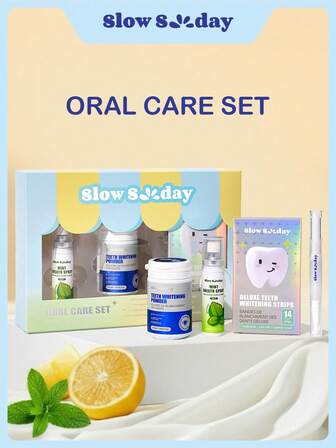 Slow Sunday Oral Care Set, Teeth Whitening, Fresh Breath, Complete Dental Care Process, Keep You Confident And White Smile, Good Gift For Holiday, Party, Travel, Outdoor Activity, Thanksgiving, Christmas, Variety Holiday Oral Care