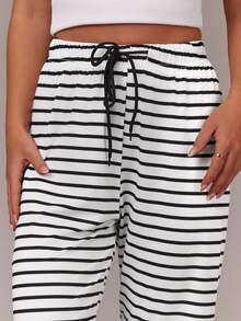 Athîral 2pcs Women's Casual Striped Pajama Bottoms - Multicolor - View 6