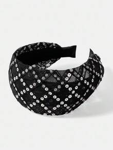 MOTF PREMIUM SCHWARZES MESH-PAILLETTEN BREITES HAARBAND - Schwarz - Übersicht 2