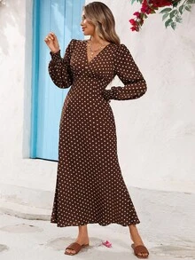 Vivid Eden Women's Polka Dot Print Dress, Casual Vacation Style