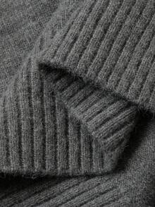 DAZY 女士宽松休闲灰色Polo领针织连衣裙，秋冬毛衣裙