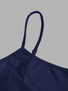 SHEIN EZwear 女士海军蓝休闲性感吊带背心，适合夏季 - 藍色 - 查看 3