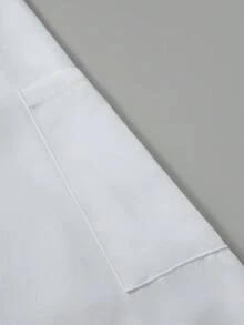 Manfinity Homme Áo sơ mi đầu bếp cổ đứng cài nút phía trước họa tiết tương phản thường ngày dành cho nam, mùa thu - trắng - Xem 5