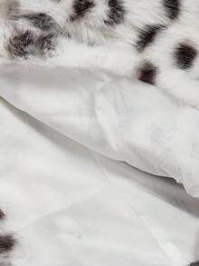 SHEIN MOD Women's Fashionable Leopard Print Faux Fur Jacket, Autumn/Winter - Black and White - View 6