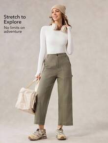 OutZeal 女士吸汗速干柔软弹力撞色缝线设计户外裤日常休闲 - 卡其色 - 查看 2