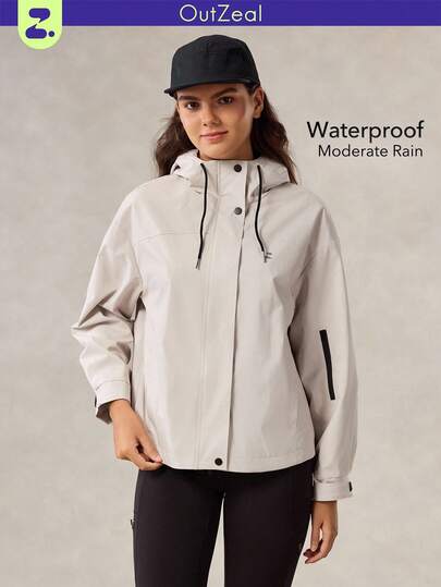 OutZeal 女式防水抽绳腰袋可调节风帽户外夹克徒步露营秋冬