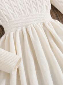 SHEIN Tween Girl Casual Solid Color Stand Collar Long Sleeve Sweater Dress,In Fall/Winter