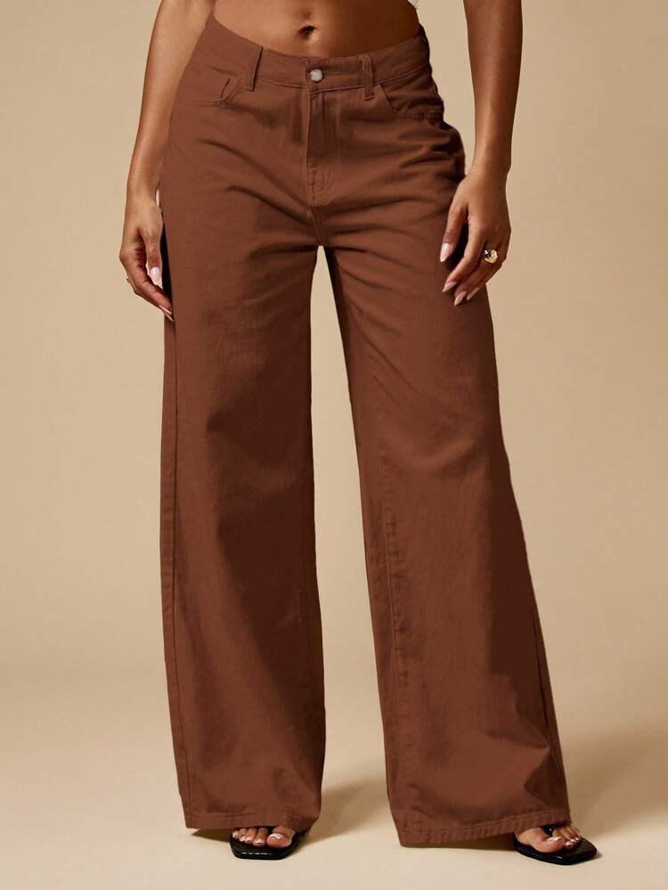 MISSGUIDED Wide Leg Denim Pants Cotton Jeans Straight Leg Fashion Casual Loose Fit High Rise Baggy Winter Fall Retro Classic Style Trousers Long Pants