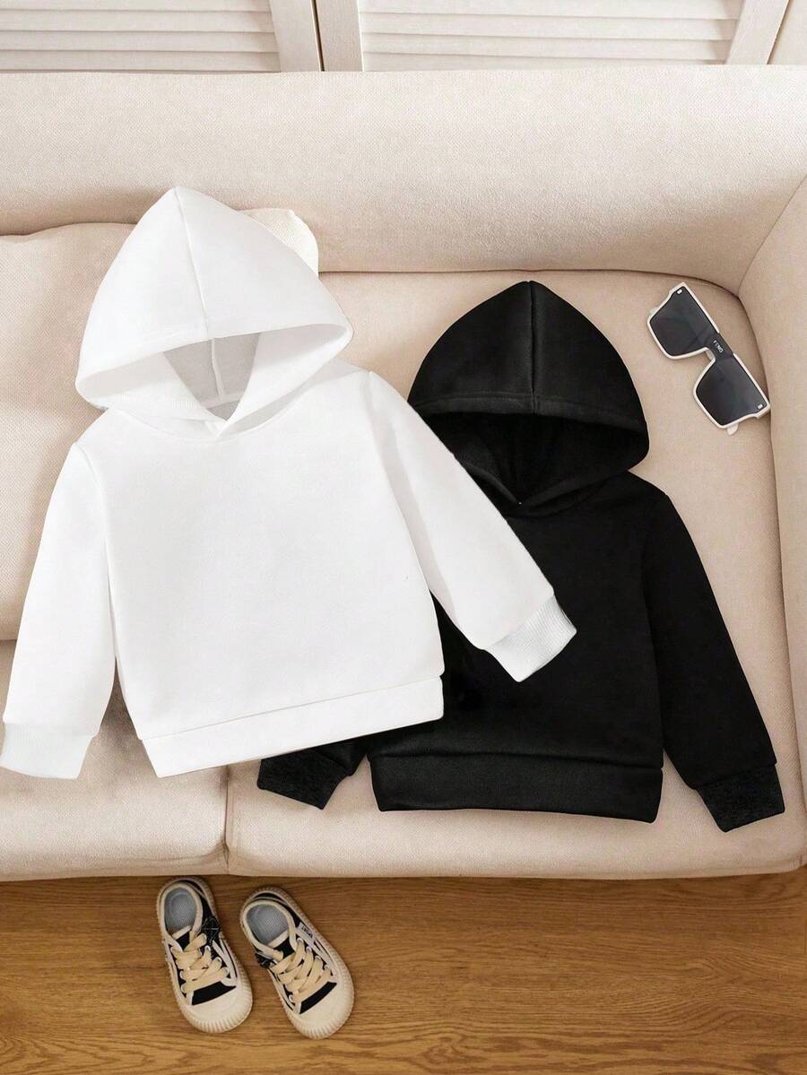 SHEIN Kleine Jungen Einfarbiger Loose Fit Lässig Hoodie Sweatshirt, Herbst