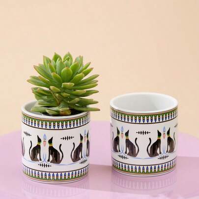 Joivida 1PC Nordic-Style Flower POTS, Home Succulent Small Flowerpots, Ceramic Flower Pot Ornaments, Home Decoration Items, Middle Eastern-Style Balcony Small Flowerpots, For All Families(Without Base)