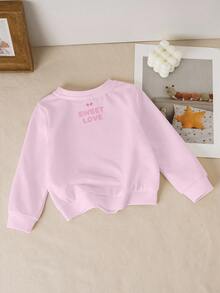 BABY SHARK X SHEIN 女婴休闲日常通勤可爱卡通鲨鱼印花套头衫，秋季/春季 - 白色 - 查看 2