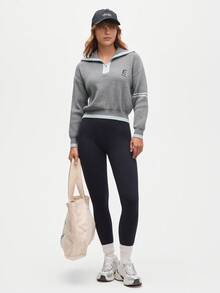 Easify SHEIN Sport Damski sweter sportowy z długim rękawem i stójką, rozpinany na zamek, damskie swetry sportowe, sweter z zamkiem 1/4