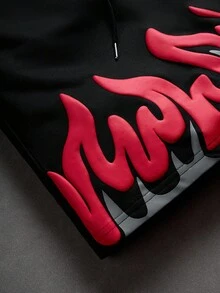 PAVTROS 夏季大码男士休闲字母火焰印花短裤