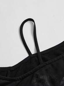 ROMWE Goth Sudadera holgada con hombros oblicuos de gato negro para mujer de talla grande en Halloween - Negro - Ver 2