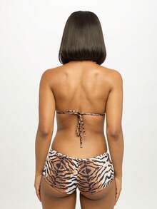 SUMWON WOMEN Bộ bikini ngắn hai mảnh họa tiết động vật họa tiết hổ chân cao đi biển dự tiệc nghỉ dưỡng lễ hội mùa hè - Nhiều màu - Xem 2