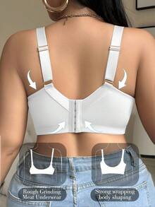 SHEIN 1pc Plus Size Mesh Embroidered Underwire Bra - White - View 2
