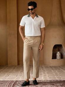 Manfinity NXTstreet 男士拼布棋盘格图案休闲针织短袖 Polo 衫，Old Money - 彩色 - 查看 4