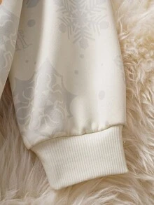 ELF X SHEIN Young Girl Christmas Letter & Cartoon Figure Graphic Crew Neck Long Sleeve Sweatshirt Fall Winter - Multicolor - View 4