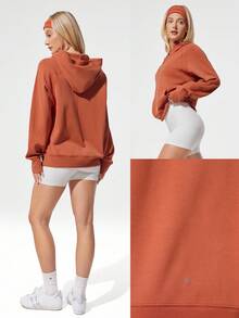 GLOWMODE Modal Silk Touch Oversized Long Sleeve Half-Zip Hoodie Fall