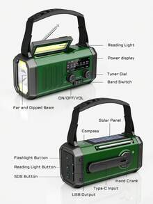 Teckwe 10000mAh Emergency Radio, Solar Radio, Hand Crank Radio, NOAA AM FM Weather Radio, 3 Charging Methods, Polymer Battery, Flashlight & Reading Lamp, SOS Alarm, Phone Charger For Emergency