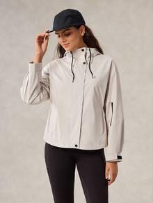 OutZeal 女式防水抽绳腰袋可调节风帽户外夹克徒步露营秋冬 - 米色 - 查看 11