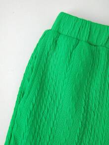 SHEIN 2pcs Toddler Boy Elegant College Style Ribbed Hoodie And Shorts Set,Green Kids Sweatsuit,Tennis Outfit Suitable For School,Autumn,Back-To-School - Green - View 5