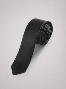Officeau OFFICEAU 5cm Black Skinny Necktie For Men, Casual & Versatile
