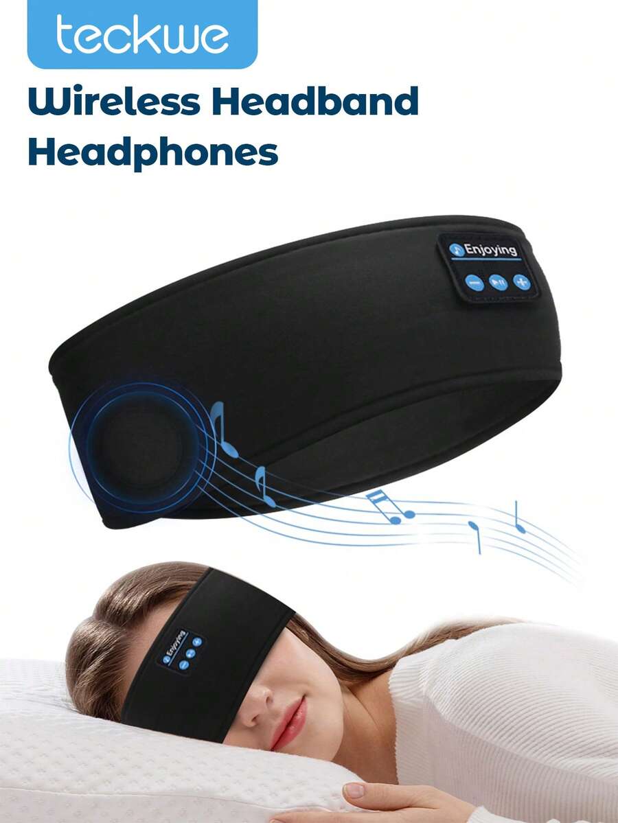 Wireless Sports Headband Headphones With Ultra-Thin HD Stereo Speakers, Unisex, Perfect For Sleeping,Workout,Jogging,Yoga,Insomnia, Air Travel, Meditation - Black - View 1