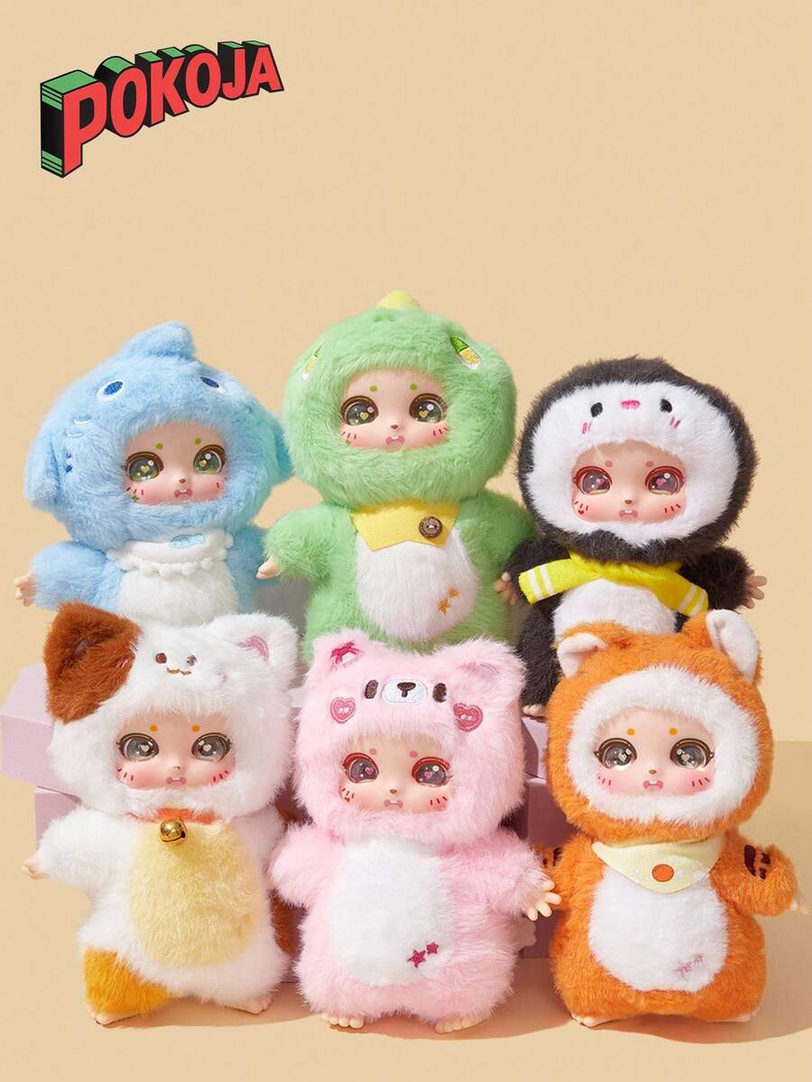 POKOJA LAND 可爱动物毛绒乙烯基伙伴 - 17 厘米超柔软动物玩偶，适合所有年龄段的抱抱儿童房装饰和感官舒适玩具 - 彩色 - 查看 1