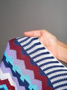 Slaydiva 2025 春秋新品优雅派对、优雅约会、休闲郊游、音乐节、街头风格、游牧风、复古宽松多色条纹侧褶高开衩女式大码针织长裙 - A