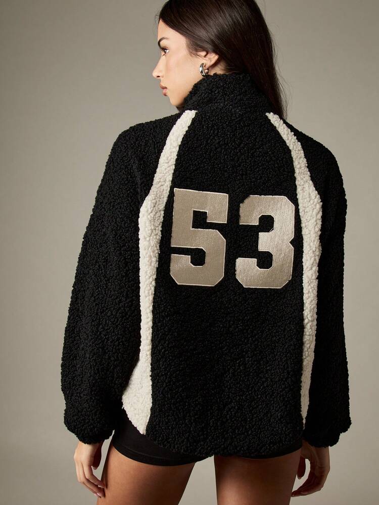 Missguided x Playboy Borg Half-Zip Sweatshirt With Contrast Detailing And Embroidered Logo For Casual Winter Wear